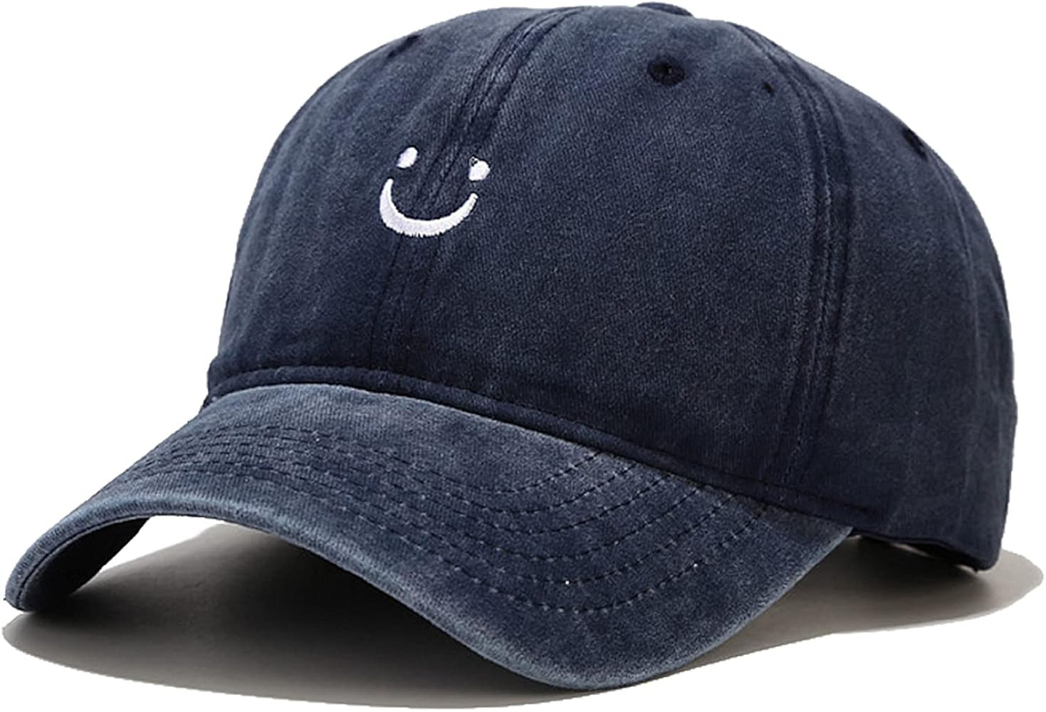Smile Face Baseball Cap, Vintage Distressed Cotton Dad Hat for Women Men | Amazon (US)
