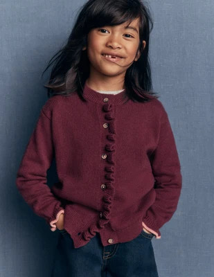 Boden Girls Everyday Frilled Cardigan in Purple | Size 10-11 Years | Boden (US)