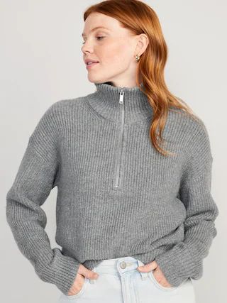Loose 1/2-Zip Shaker-Stitch Pullover | Old Navy (CA)