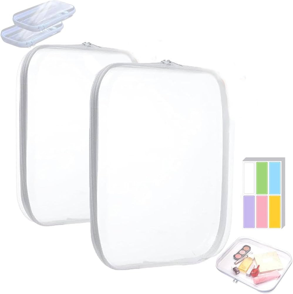 Bliss Bins Zippered Pouch Hard, Clear Zippered Hard Pouch, Stackable Storage Bins, Portable Clear... | Amazon (US)