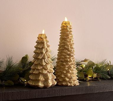 Premium Flickering Flameless Tree Candle - Gold | Pottery Barn (US)
