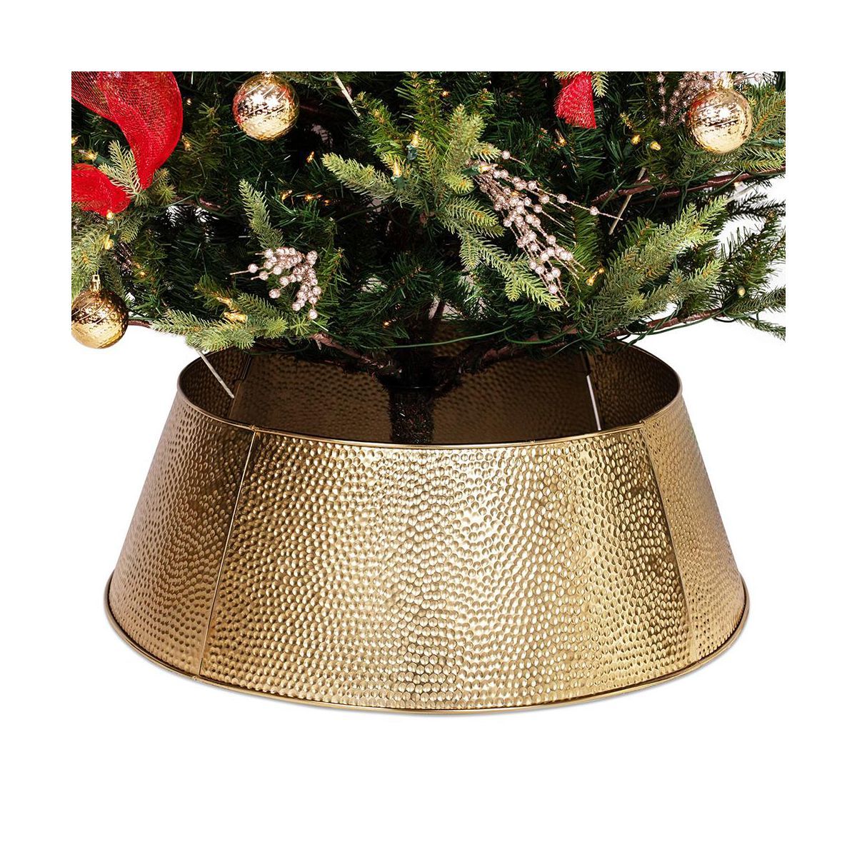 BIRDROCK HOME 4-Panel Christmas Tree Collar - Gold - Hammered | Target