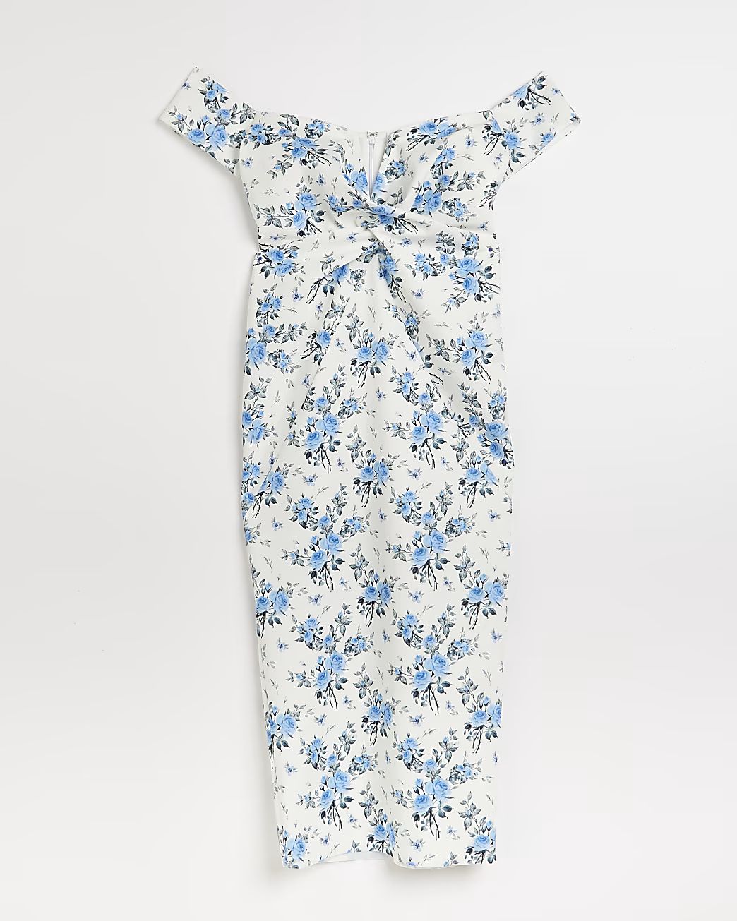 White floral bardot bodycon midi dress | River Island (UK & IE)