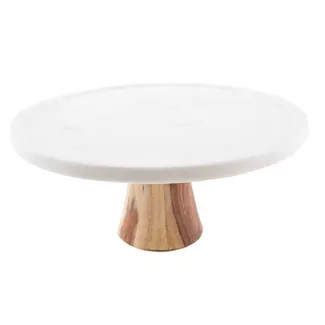 Thirstystone White Marble With Sheesham Wood Pedestal Cake Stand | Target