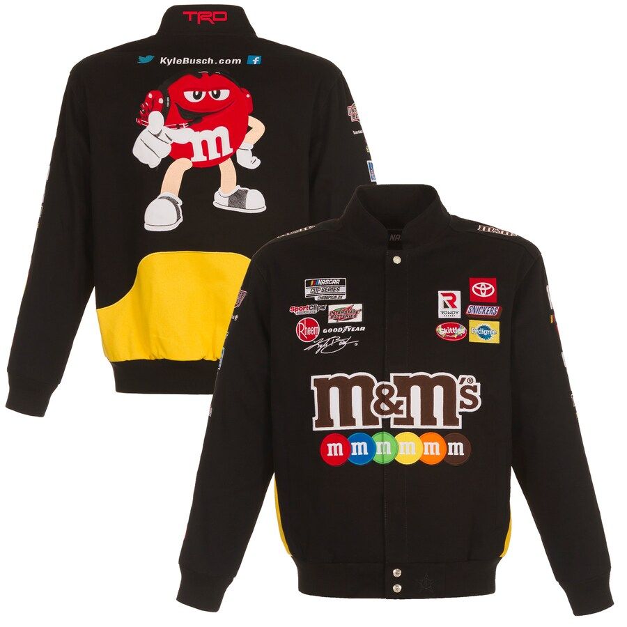 Kyle Busch JH Design M&Ms Twill Uniform Full-Snap Jacket - Black | Fanatics