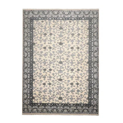 12x15 Hand Knotted 100% Wool Oushak Traditional Oriental Area Rug in Ivory/Gray/Charcoal | Wayfair North America