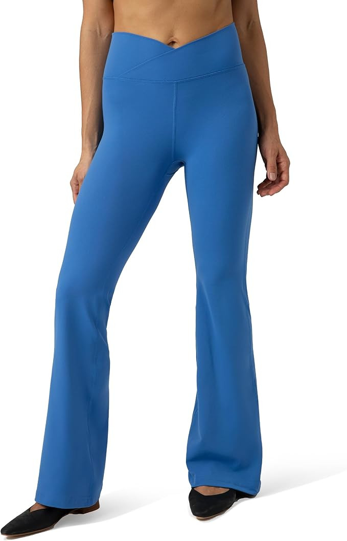 Colorfulkoala Women's Dreamlux Crossover Flare Leggings High Waisted Tummy Control Wide Leg Yoga ... | Amazon (US)