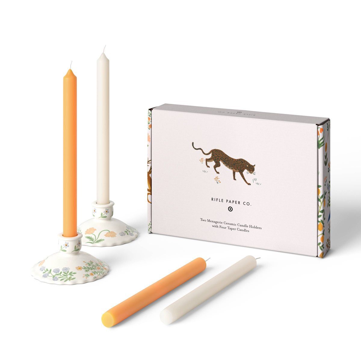 Rifle Paper Co. x Target Taper Set of 4 Candles with Set of 2 Candlestick Holders | Target