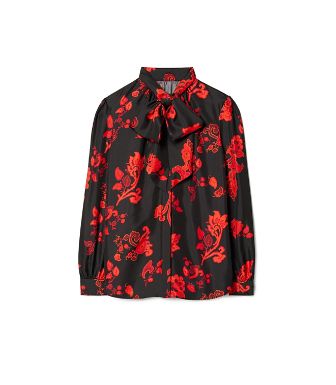 Tory Burch Printed Bow Blouse | Tory Burch (US)