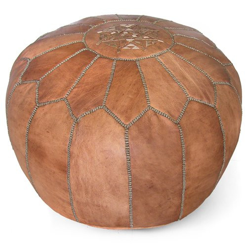 Ikram Design Moroccan Pouf, 20-Inch by 13-Inch, Dark Tan | Amazon (US)