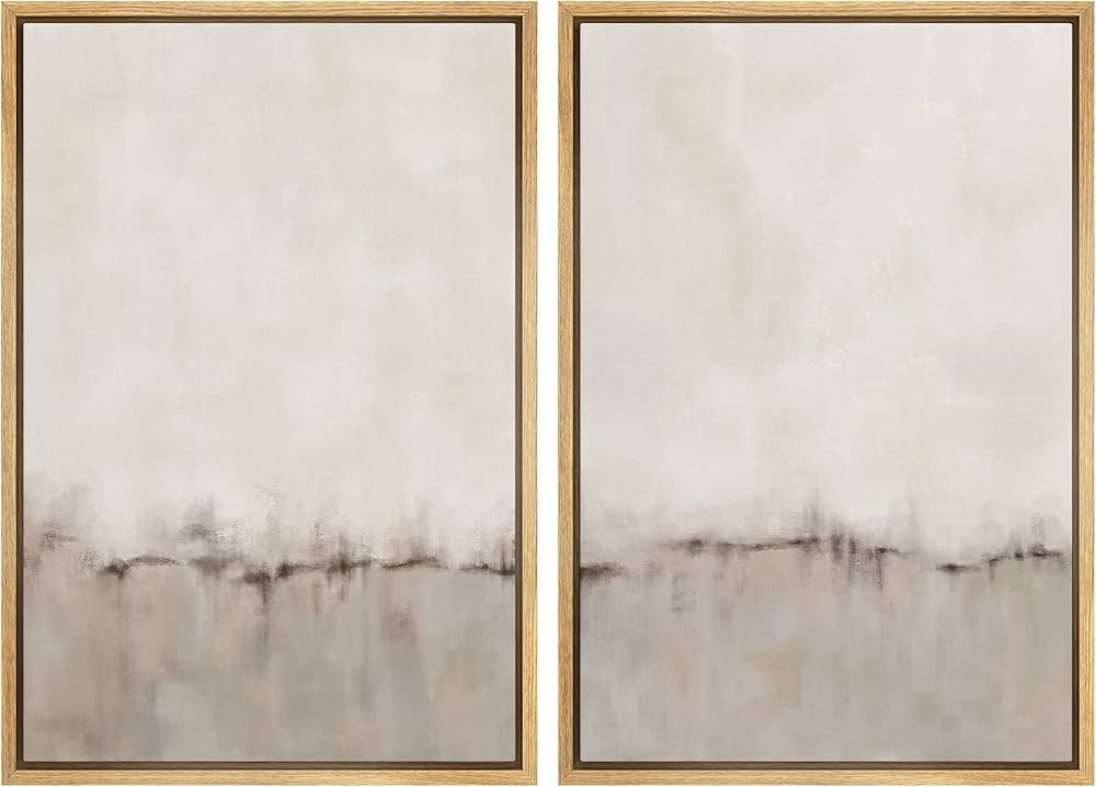 MUDECOR Framed Canvas Print Wall Art Set Watercolor Pastel Duotone Tan Landscape Abstract Shapes ... | Amazon (US)