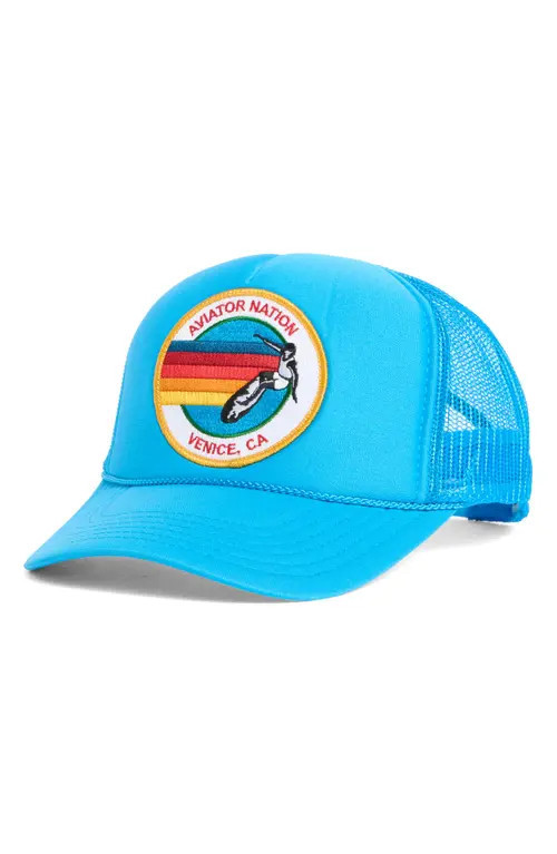 Aviator Nation Signature Trucker Hat in Neon Blue at Nordstrom | Nordstrom