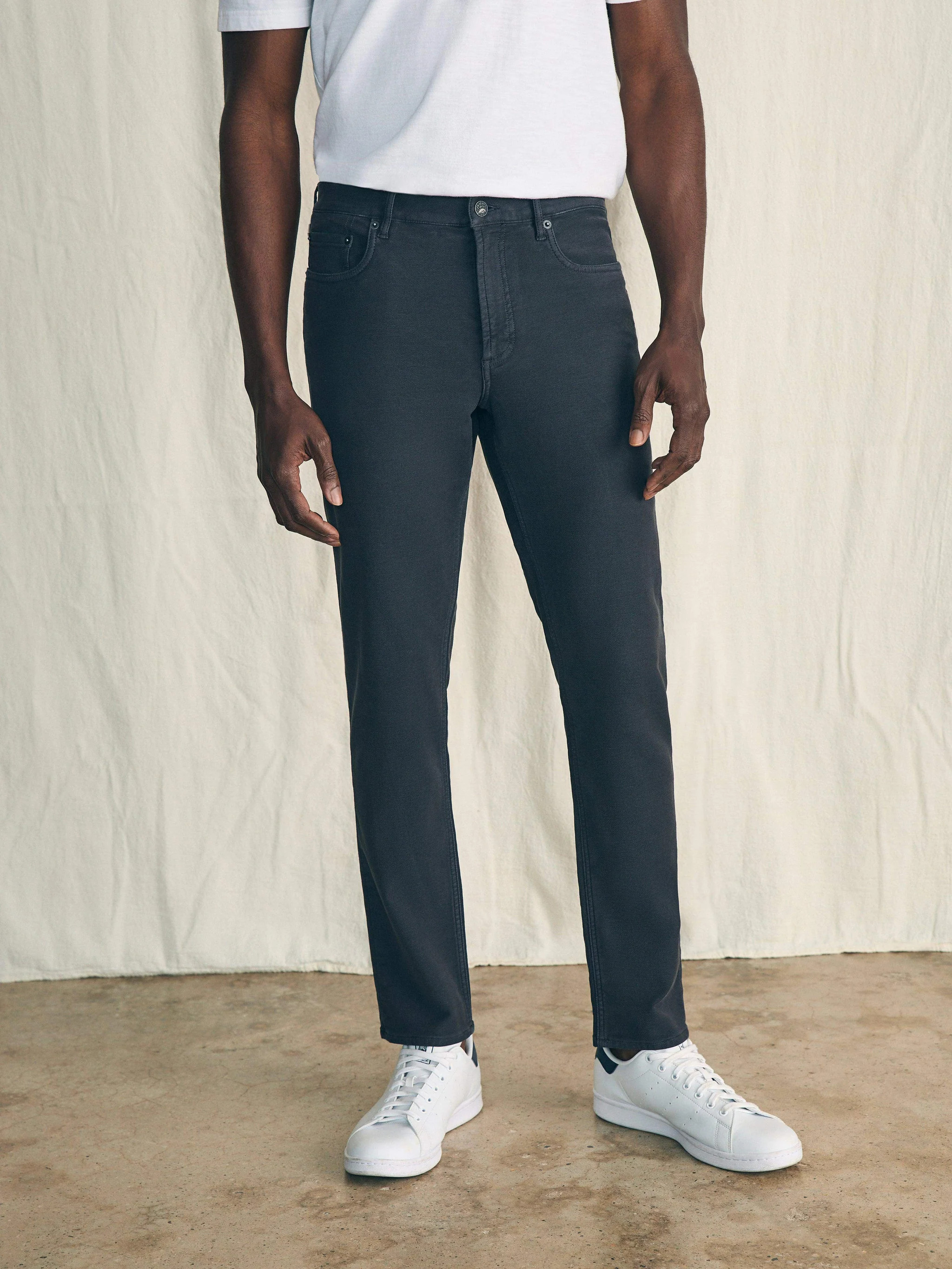 Stretch Terry 5-Pocket Pant - Onyx Black | Faherty