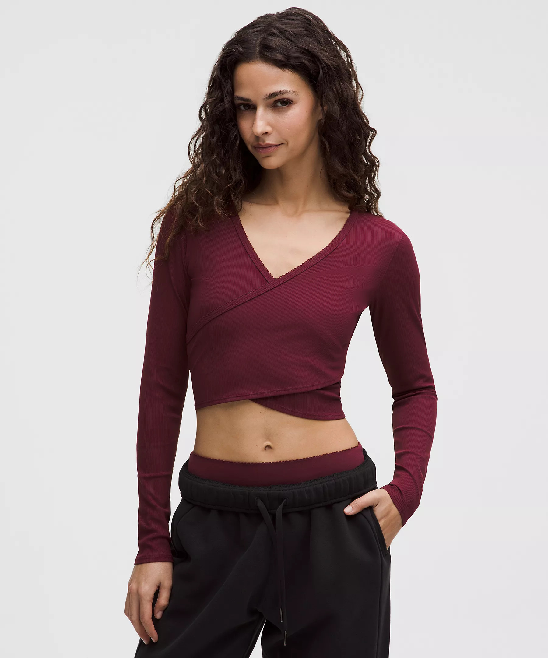 Nulu Ribbed Wrap-Front Long-Sleeve Shirt | Lululemon (US)
