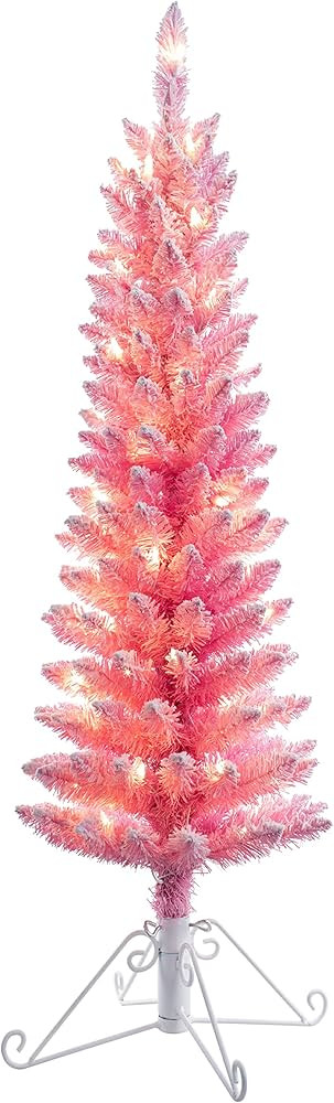 Haute Decor 4 Foot Pre-lit Cotton Candy Artificial Flocked Fir Christmas Tree with 50 Clear Incan... | Amazon (US)