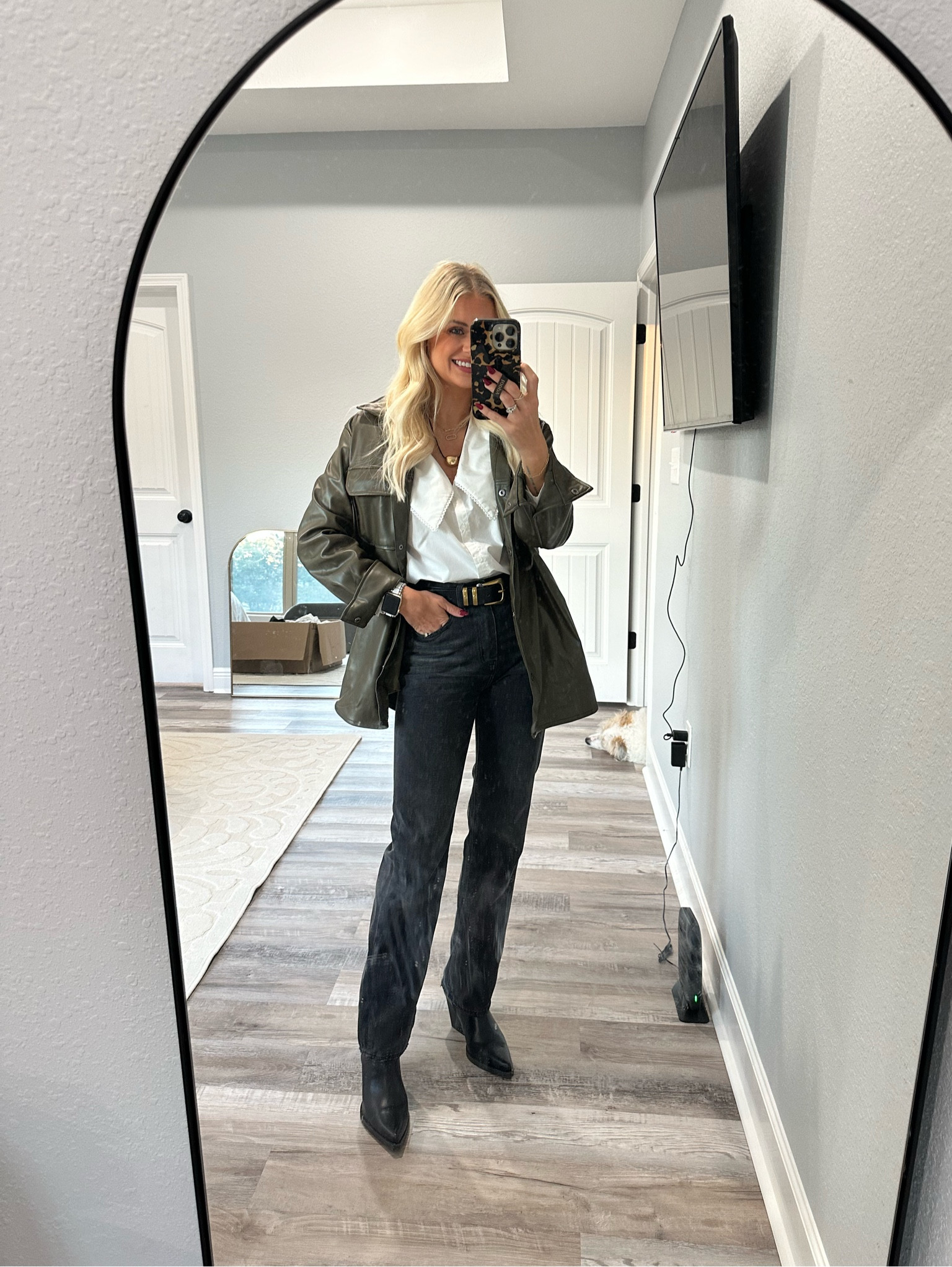Small pleather top, medium button down (need small), jeans 25, shoes are tts

Work outfit / cold weather outfit / fall outfits / fall ideas / casual work outfit / women’s outfits for work

#LTKWorkwear #LTKStyleTip #LTKFindsUnder50