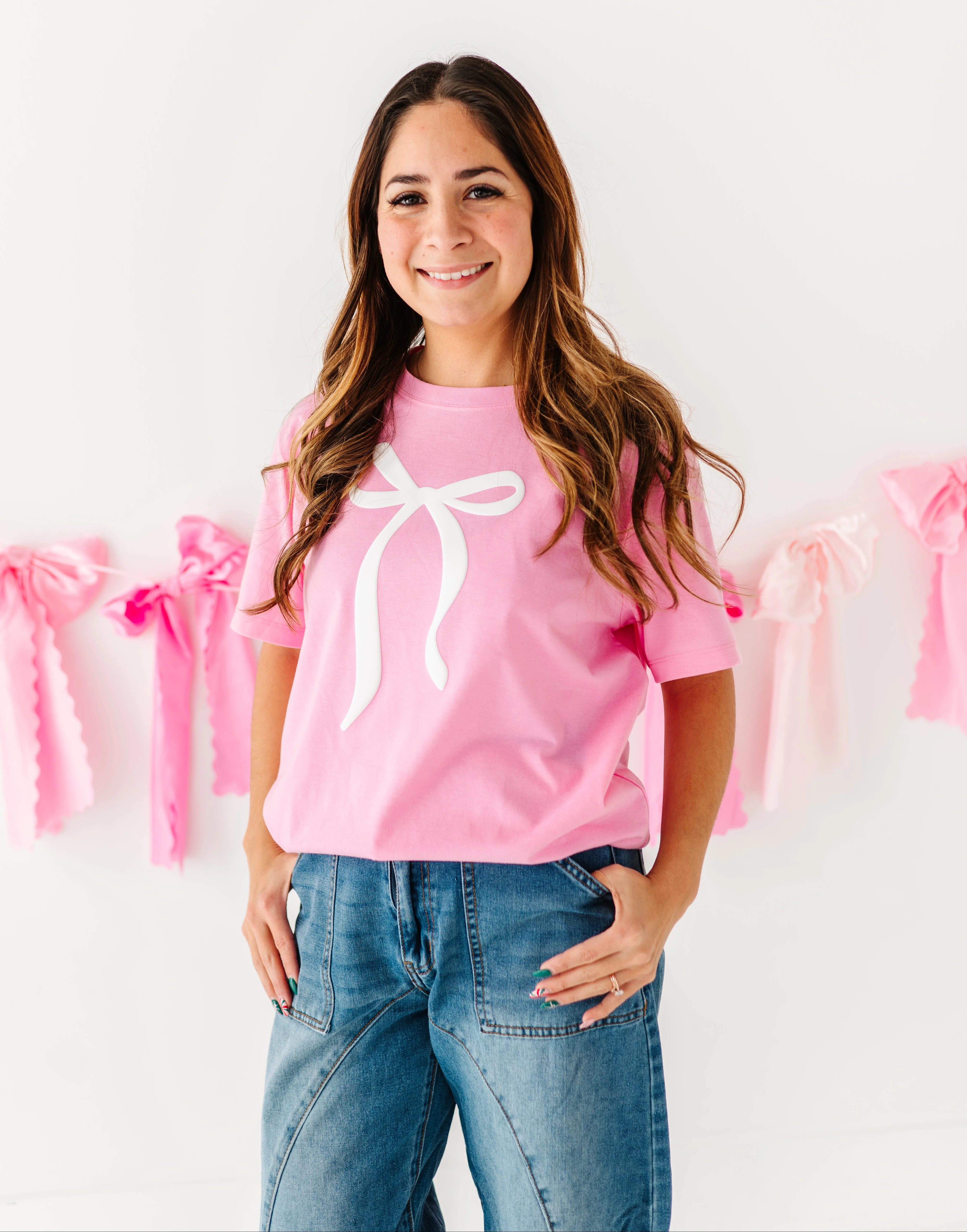 Pink Puff Bow T-Shirt : ADULT | Birdie Bean