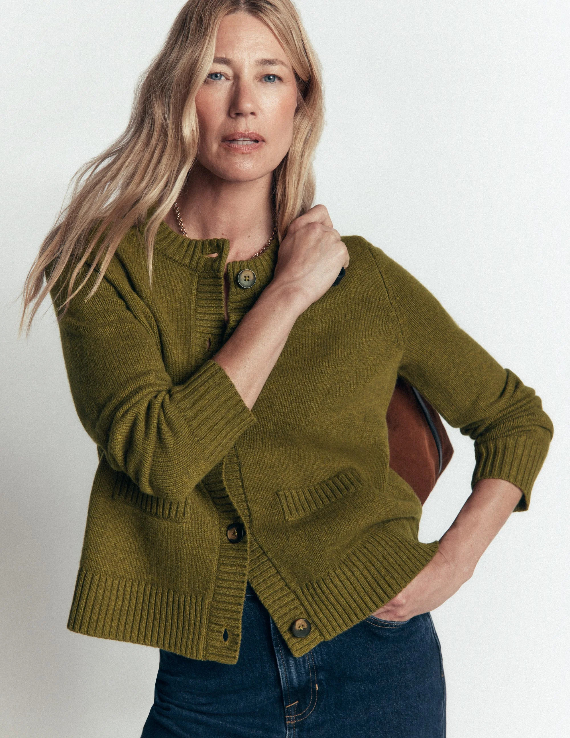 Boden Women's Marta Merino Wool Cardigan in Green | Size XL | Boden UK