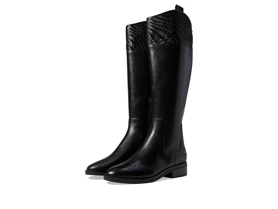 Cole Haan Hampshire Riding Boot (Black Leather/Black Suede) Women's Boots | Zappos