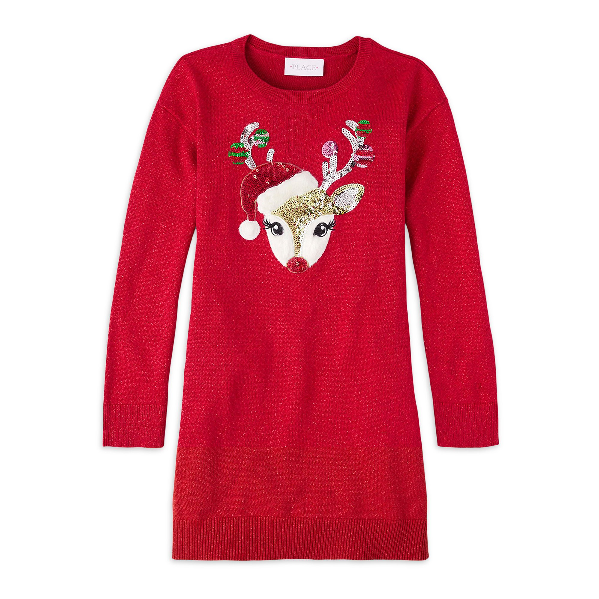 The Children's Place Girls Reindeer Graphic Sweater Dress, Sizes XS-XXL | Walmart (US)