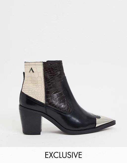 ASRA Exclusive Harmony western boots with hardwear in mixed mock croc leather | ASOS (Global)