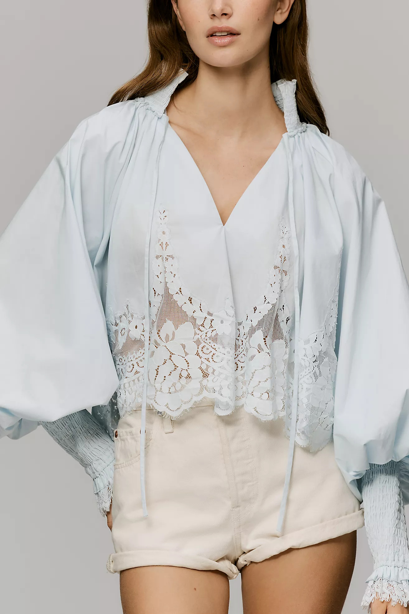 Mare Mare Lace Inset Long-Sleeve Blouse | Anthropologie (US)