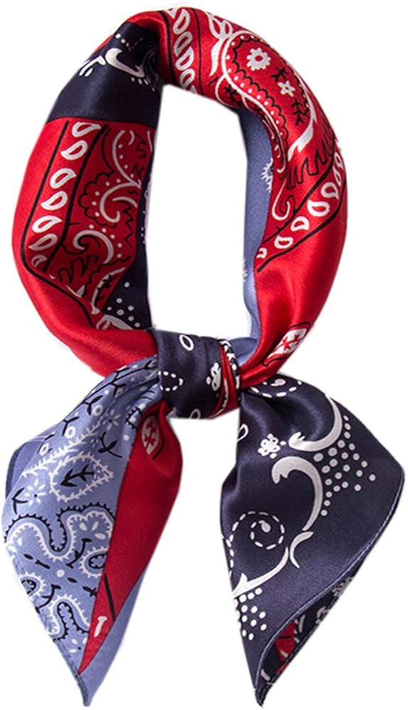 Square Silk Feeling Scarf Medium Satin Hair Scarf Bracelet Gift For Women 27.5 × 27.5 inches (Fg... | Amazon (US)