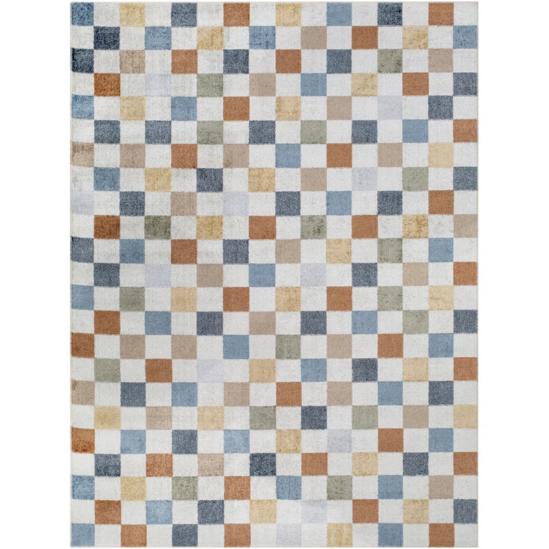Jules Checkered Denim Area Rug | Wayfair North America