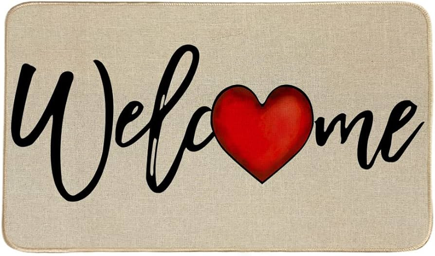Welcome Valentines Day Door Mat 17 x 29 Inch, Seasonal Love Heart Valentines Decorative Doormat N... | Amazon (US)