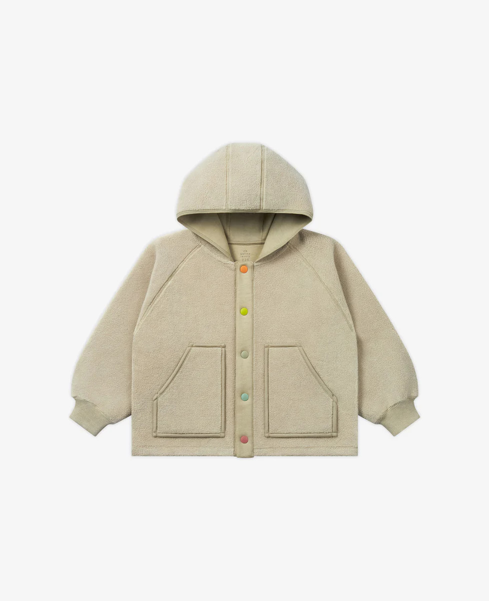 Recycled Fleece Hooded Jacket - Oat | Petite Revery