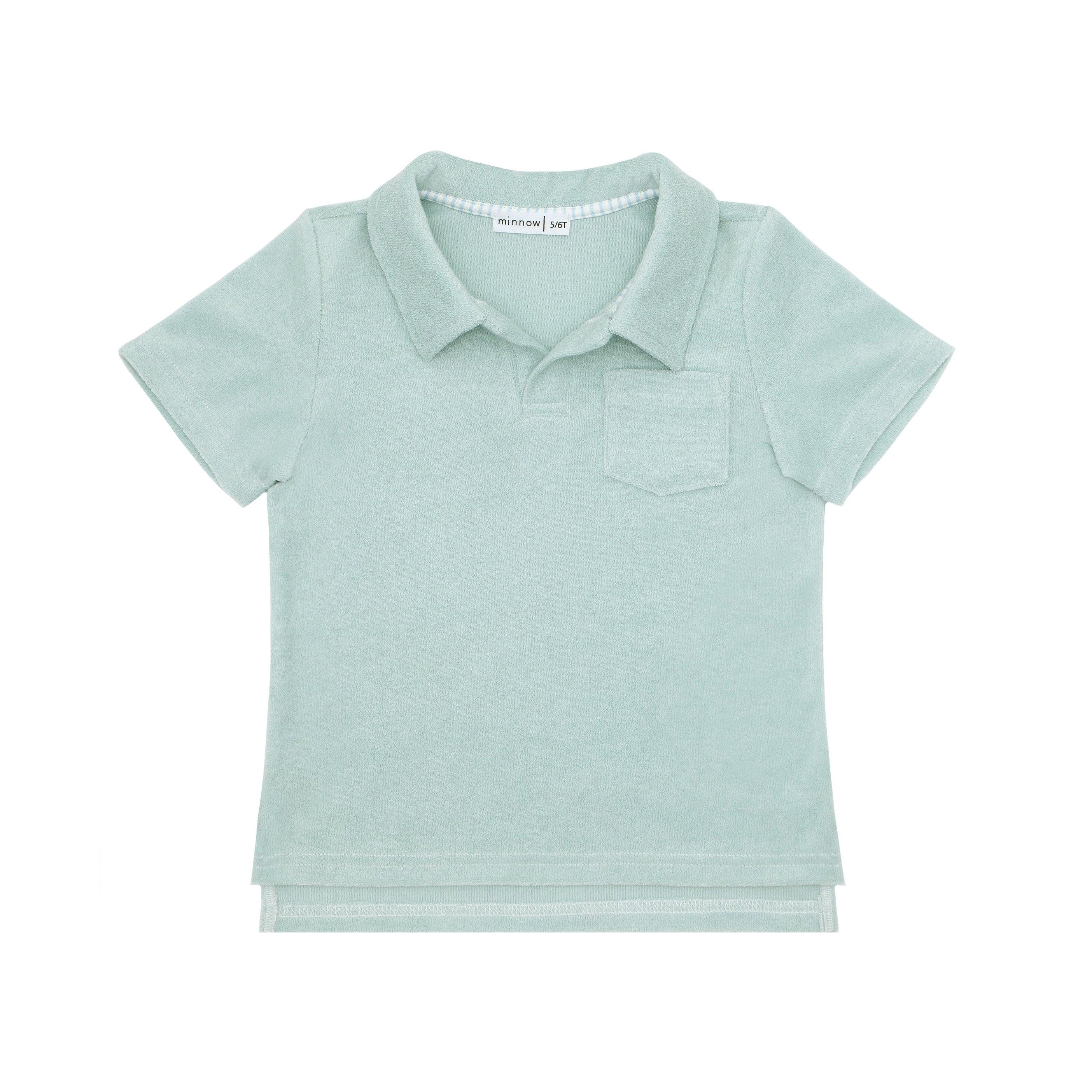 boys garden sage french terry polo | minnow