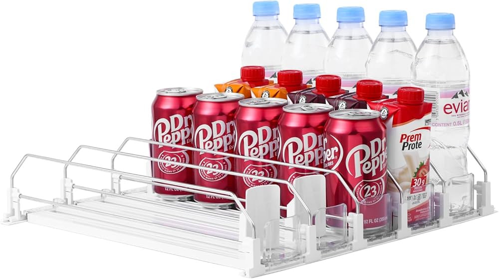 Drink Organizer for Fridge-White Automatic Pusher Glide,12oz 16oz 20oz-Soda Dispenser for Fridge-... | Amazon (US)