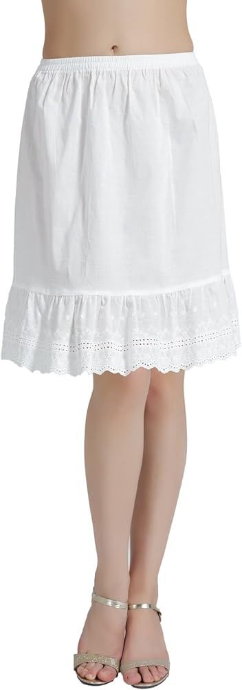BEAUTELICATE Half Slip 100% Cotton Vintage Underskirt with Lace Embroidery | Amazon (US)