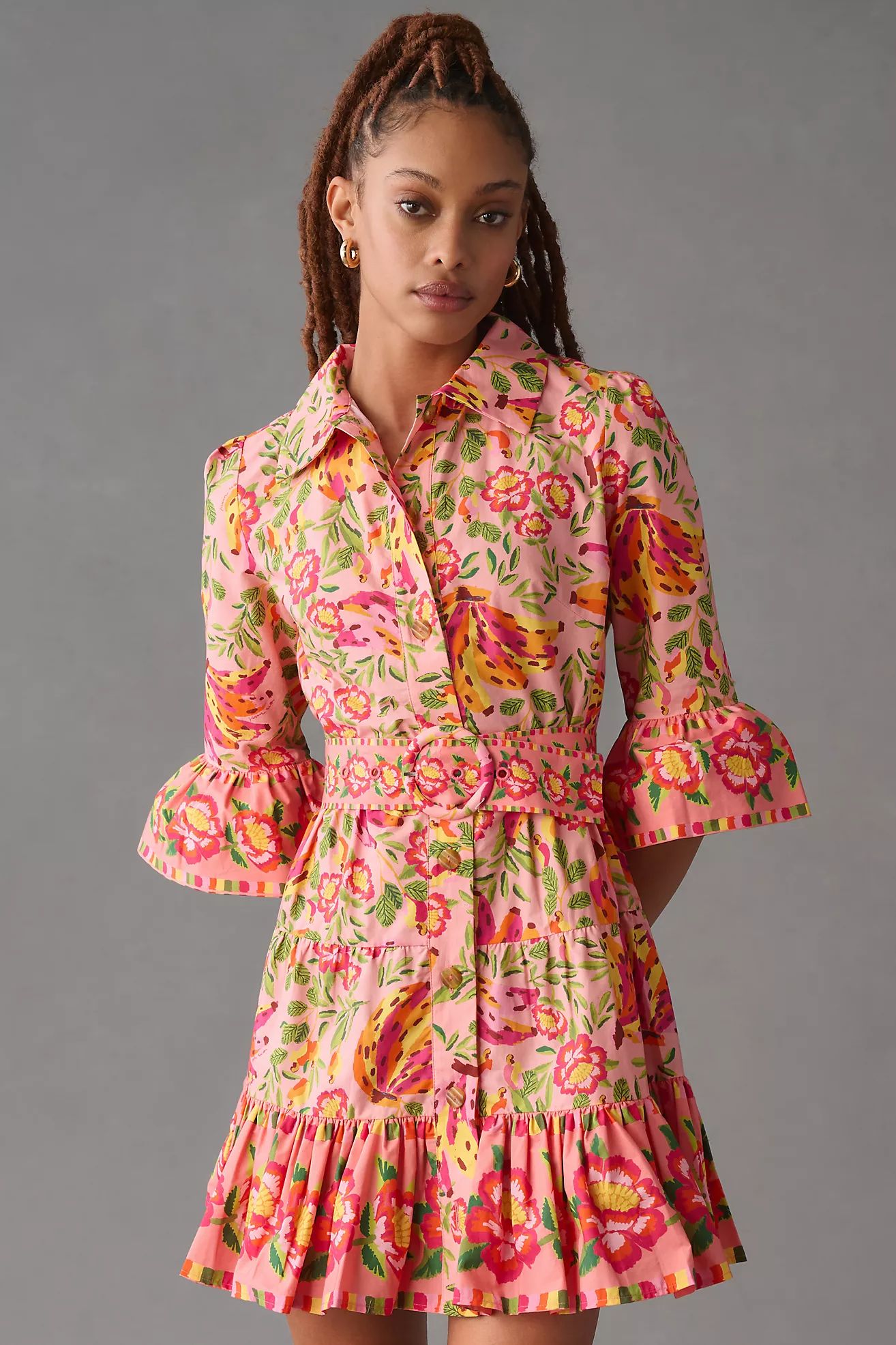 Farm Rio Printed Ruffle Shirt Dress | Anthropologie (US)