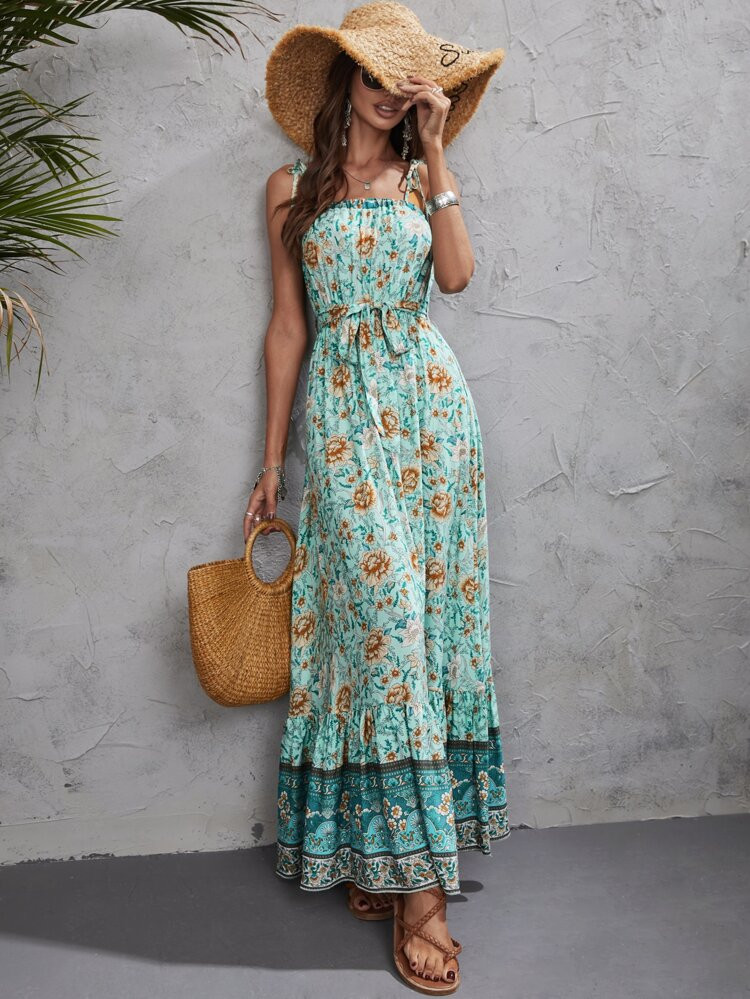 New
     
      Floral Print Ruffle Hem Cami Dress | SHEIN