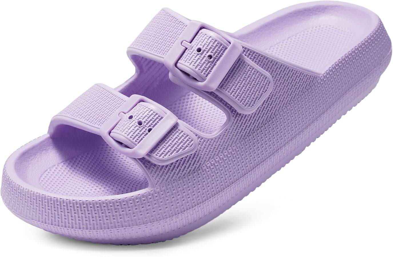 Dodow Womens Slide Sandals Adjustable Soft Cloud Comfort Slip On Flat Sandals | Amazon (US)