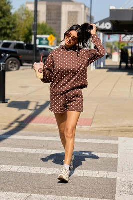 Favorite Feeling Brown Polka Dot Hoodie SALE | Pink Lily