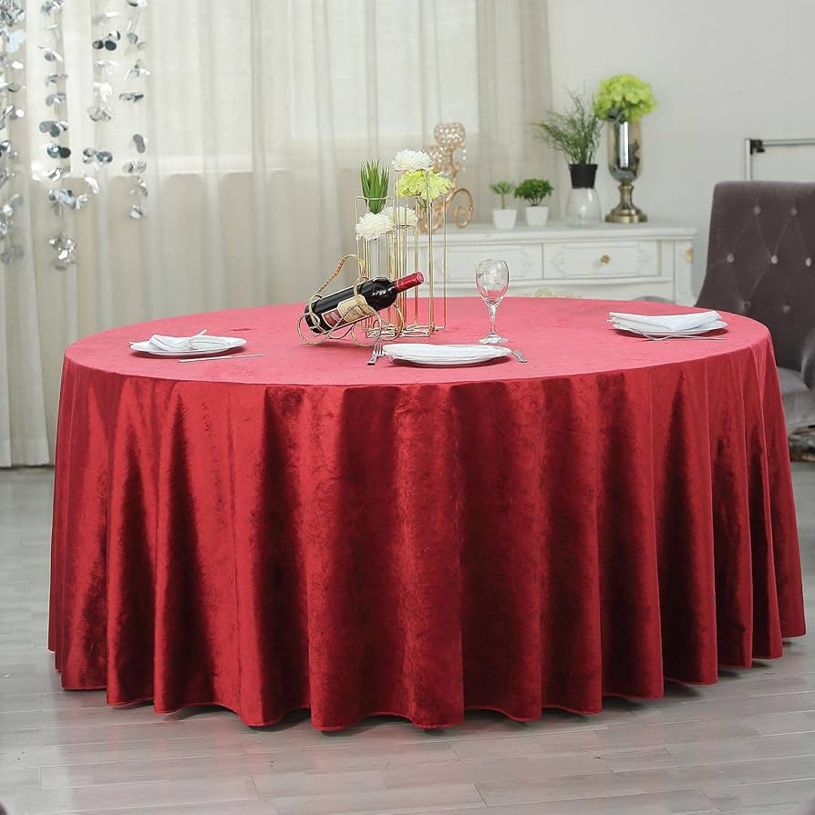 Efavormart 120" Wholesale Round Tablecloth Wine Premium Velvet Round Tablecloth for Wedding Party... | Amazon (US)