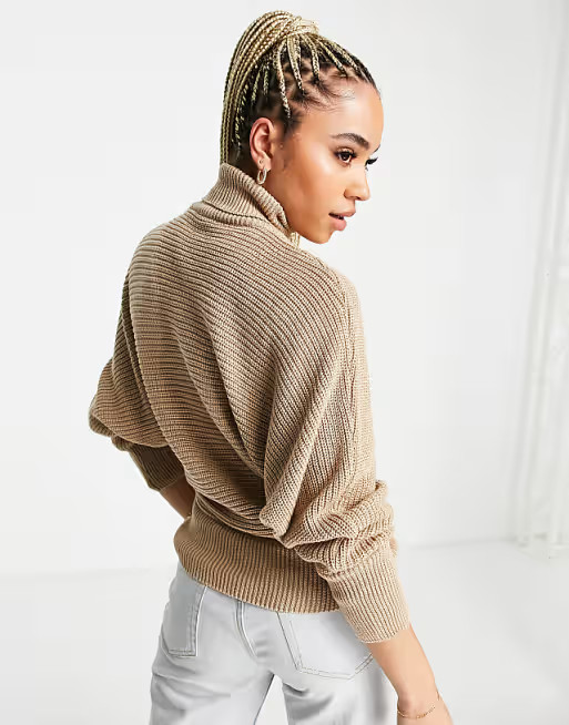 NA-KD roll neck sweater in beige | ASOS (Global)