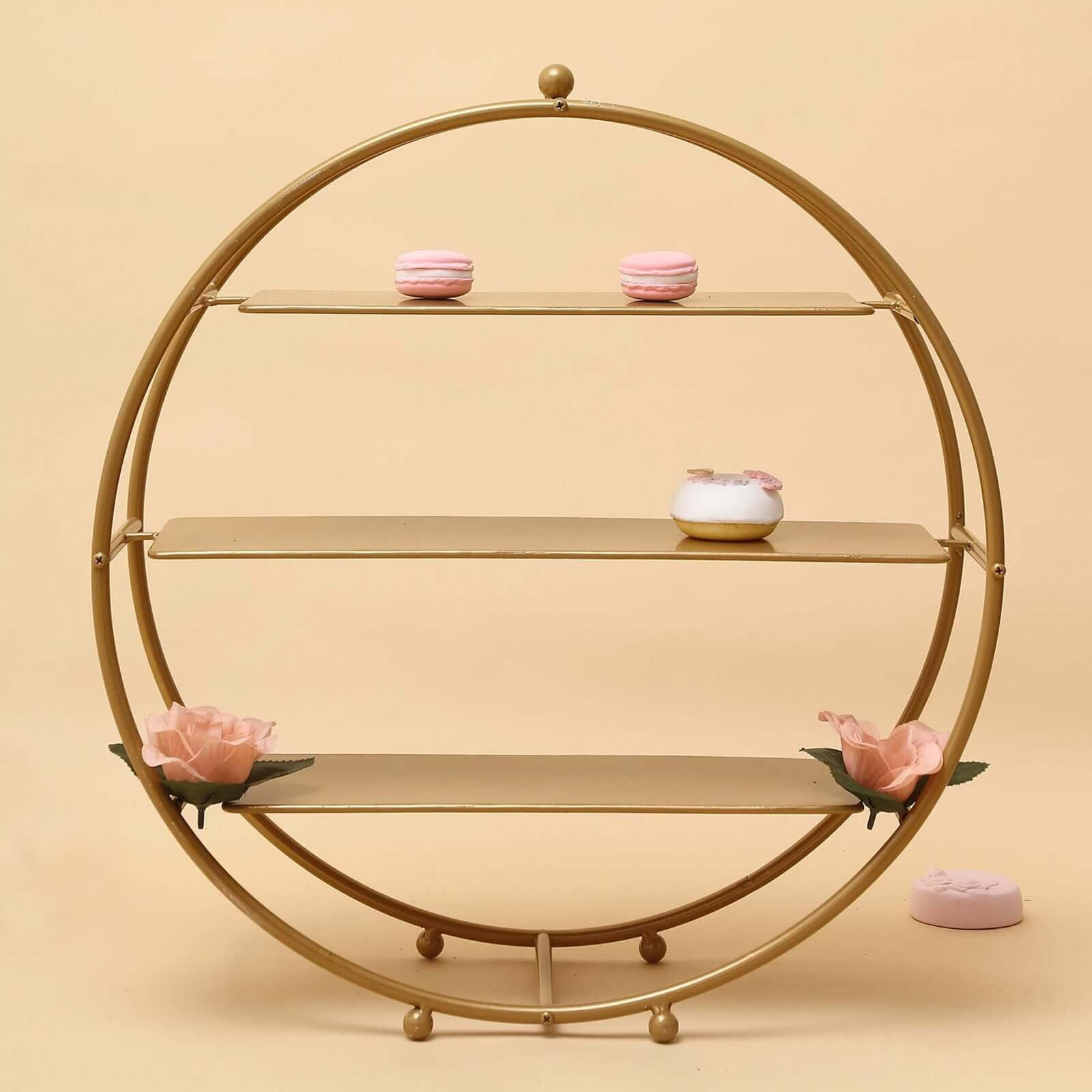 Efavormart 21" Gold Metal Tiered Cupcake Stand 3 Tier Dessert Stand Cupcake Holder | Amazon (US)