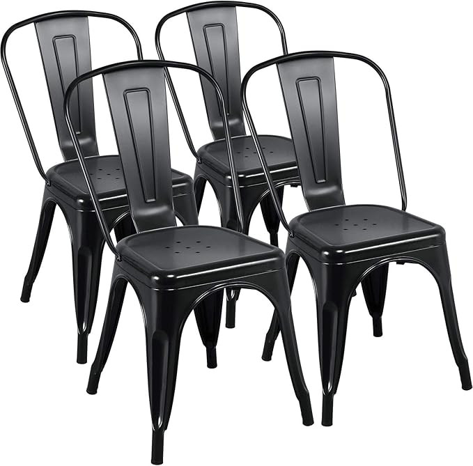 Yaheetech Iron Metal Dining Chairs Stackable Side Chairs Tolix Bar Chairs with Back Indoor/Outdoo... | Amazon (US)
