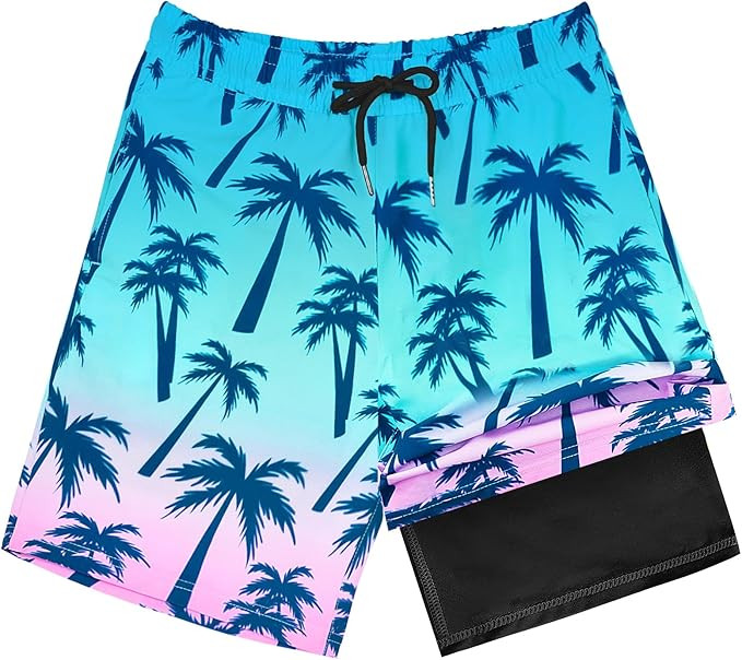 OlyPegic Boys Swim Trunks with Boxer Brief Liner Compression Boy Bathing Suit Quick Dry Beach Swi... | Amazon (US)