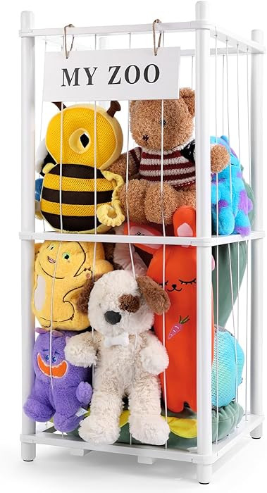 Stuffed Animal Storage Zoo, Wooden Stuffed Animal Organizer with Elastic Cords for Boys Girls, Sp... | Amazon (US)