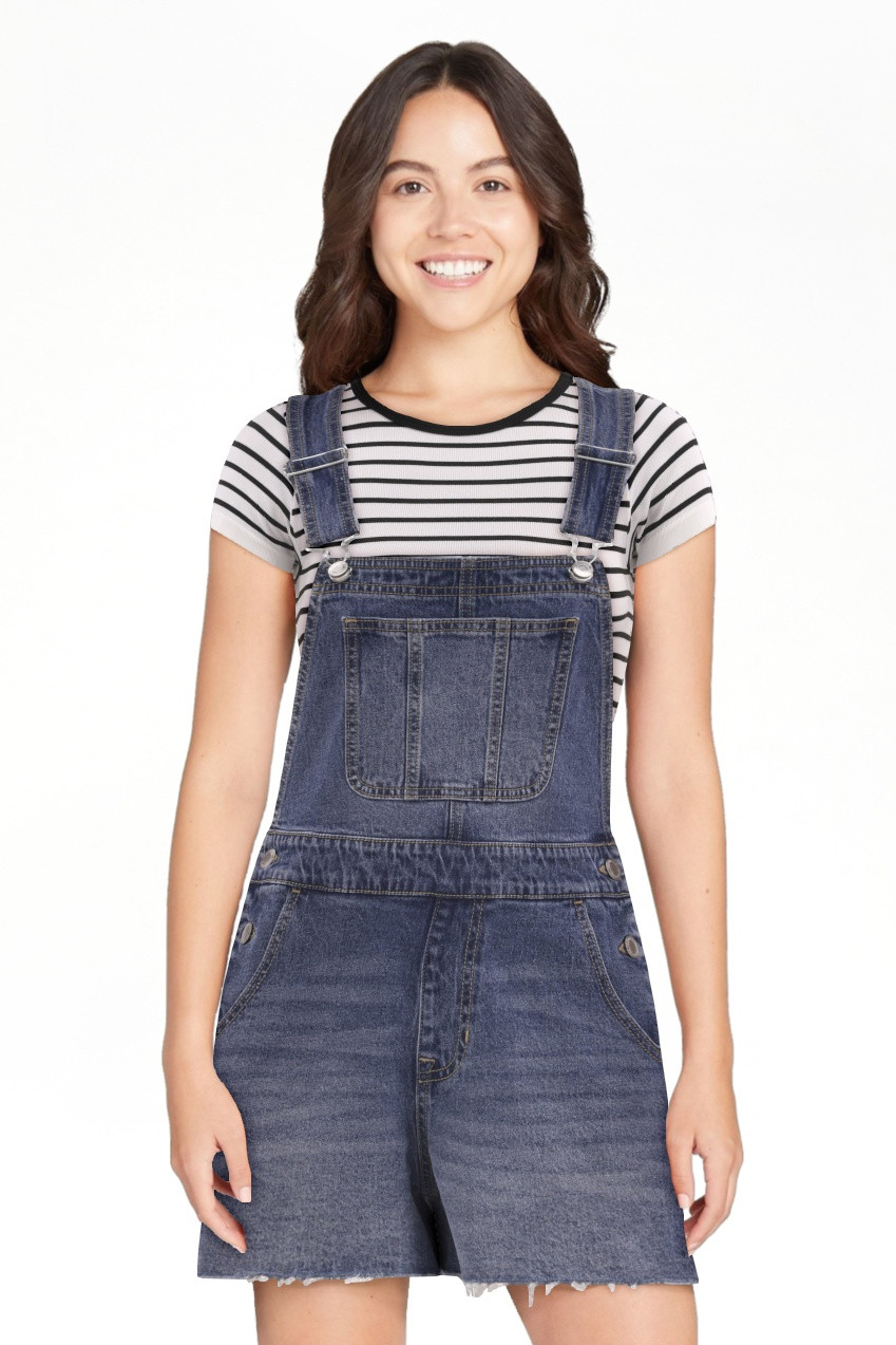No Boundaries Denim Shortalls, 3" Inseam, Women's | Walmart (US)