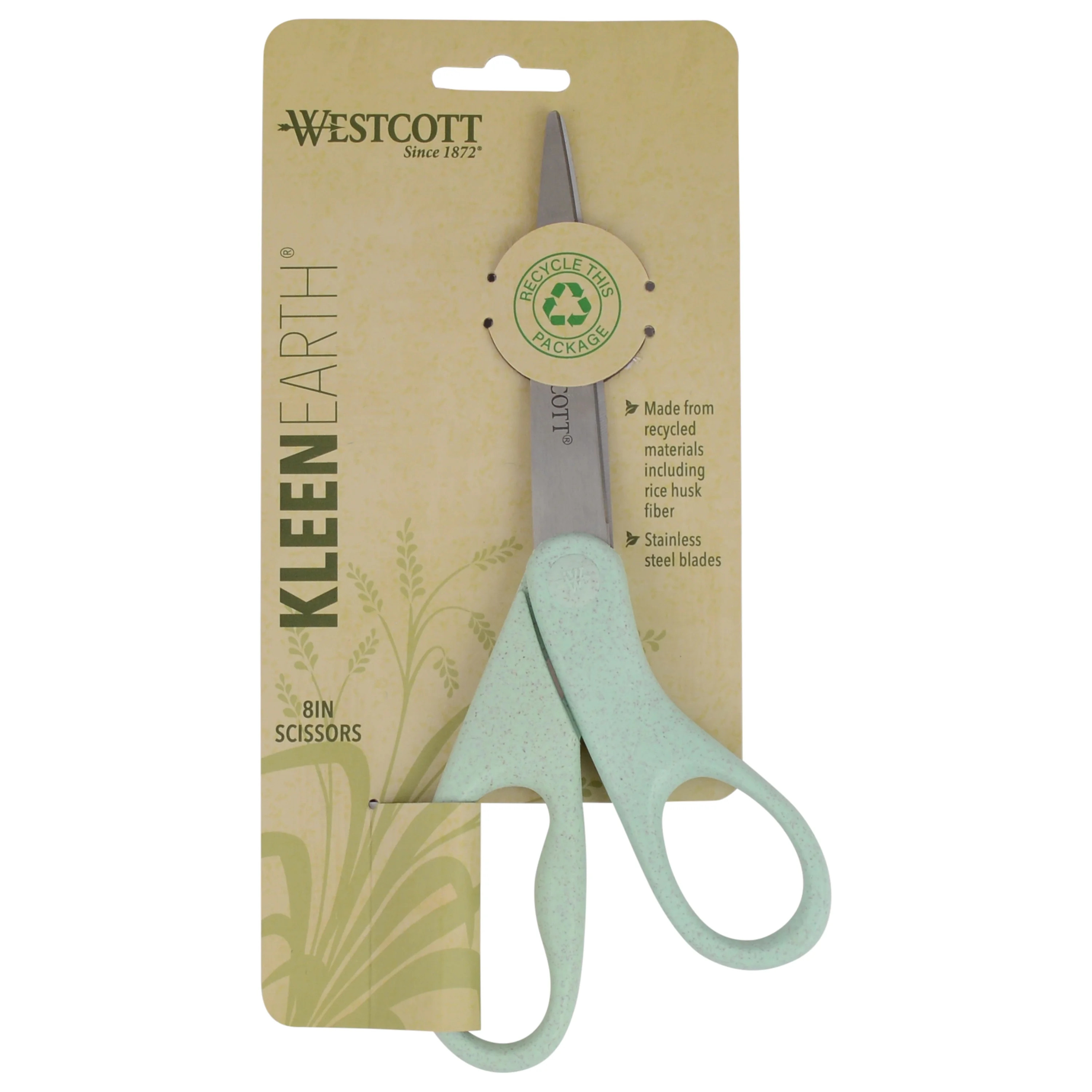 Westcott 8" Crafting Scissors, KleenEarth, Rice Husks, Straight, Eco-Friendly, Blue, for Sewing a... | Walmart (US)