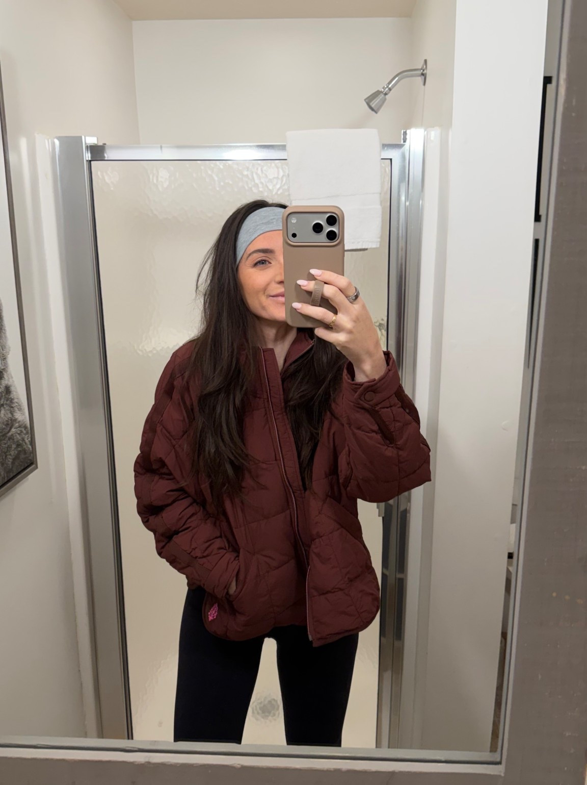 Perfect North Carolina winter vacation outfit ❄️ This cozy puffer jacket is warm without feeling bulky and layers so well for cold mornings, mountain towns, and exploring outdoors. Styled with leggings and a headband for an easy, comfy travel look that works for sightseeing, coffee runs, and casual winter days. Practical, cute, and perfect for chilly weather trips. #northcarolinatrip #wintervacationoutfit #wintertravelstyle #pufferjacket #coldweatheroutfit #cozywinter #traveloutfit #mountainstyle #winterlayers #leggingsoutfit #casualwinterstyle #vacationwear #coldweatherfashion #momstyle #ltkstyle #ltktravel #ltkunder100 #liketkit 

 #LTKmomlife #LTKActive #LTKTravel