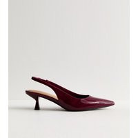 Women's Burgundy Slingback Kitten Heel Court Shoes Vegan New Look | New Look (UK)