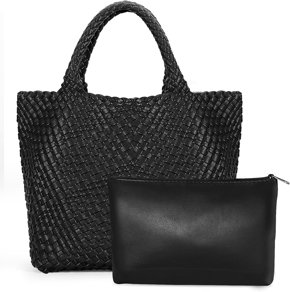 Woven Bag for Women, Fashion Woven Tote Bag Large Capacity, Soft Vegan Leather Hand-woven Handbag... | Amazon (US)