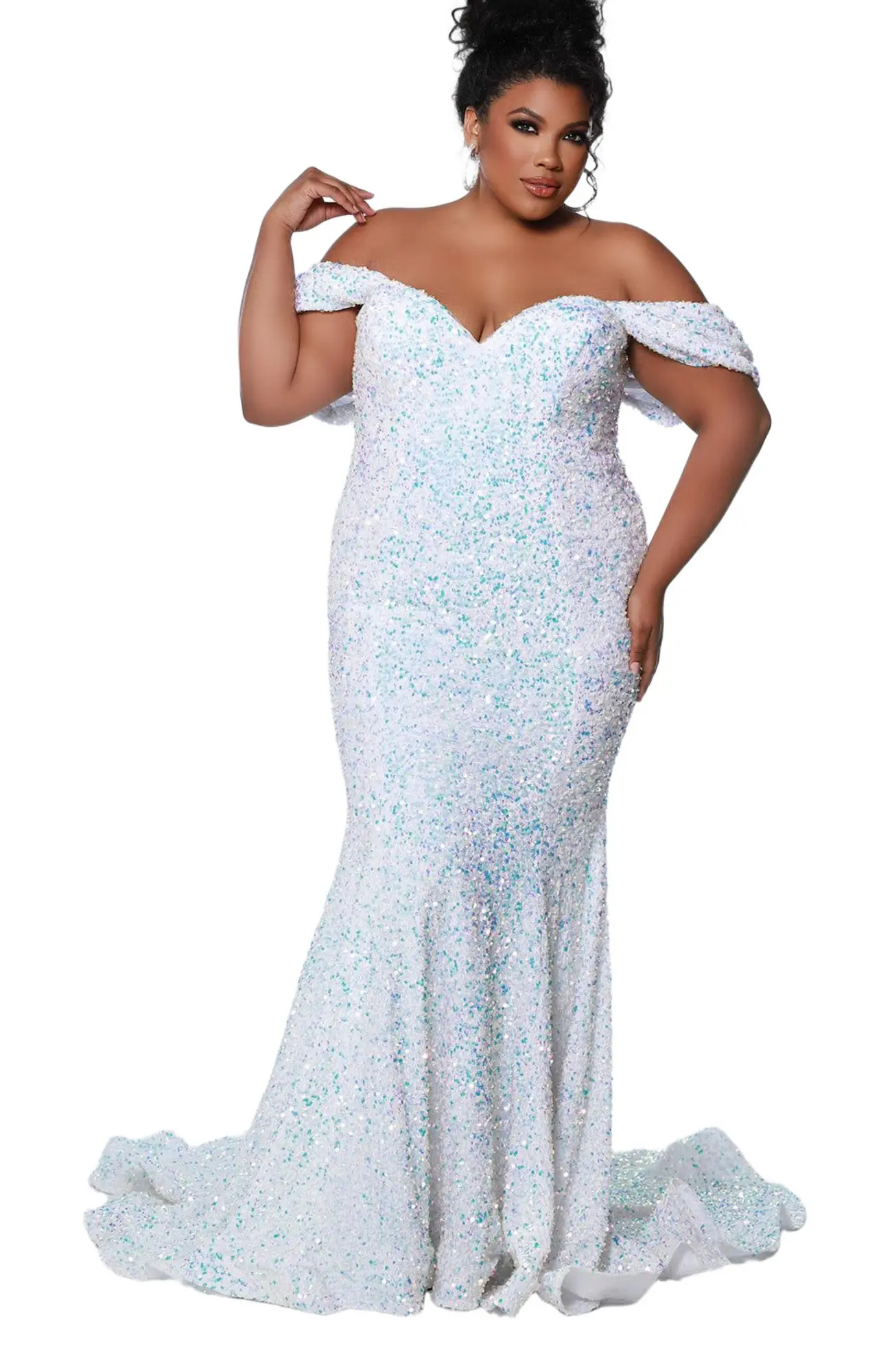 Johnathan Kayne for Sydney's Closet Off the Shoulder Plus Size Sequin Velvet Fitted Formal Gown (... | Nordstrom