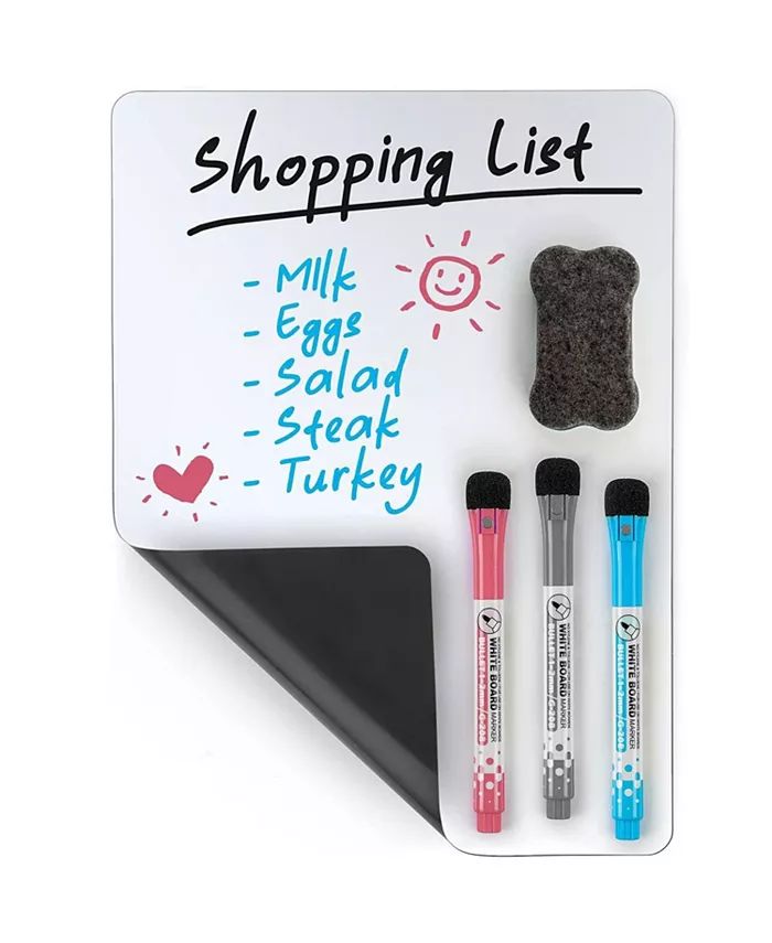 Zulay Kitchen Mini Magnetic Whiteboard Sheet with 3 Colored Markers and Eraser - Macy's | Macy's